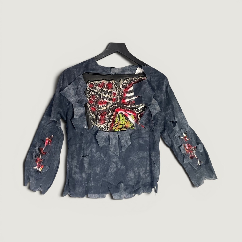 Fun World Boys Zombie Costume Shirt 3D Rib Cage Bones Halloween Kids M 8-10